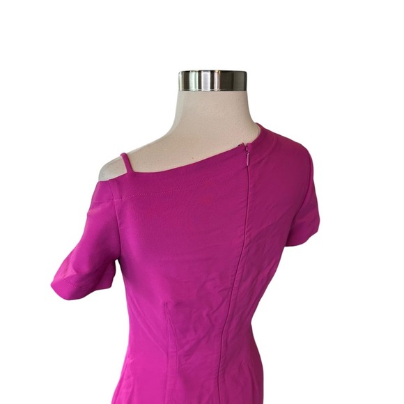 Yigal Azrouel One Shoulder Bi Stretch Dress Womens Short Sleeve Pink 6 NWT - Picture 7 of 13
